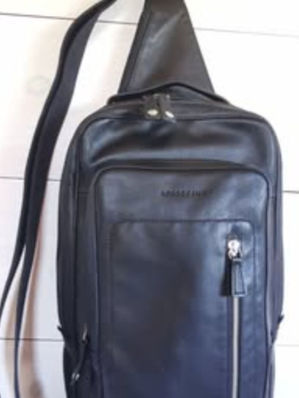 Longchamp 'PARISIS" small  Black Leather Sling Backpack -NEW